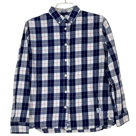 Madewell x Penfield Classic Slim Flannel warm cozy layers white blue red plaid - Picture 3 of 10